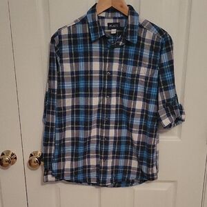 The Children's Place Boy's Blue and Black Plaid Button Down Shirt